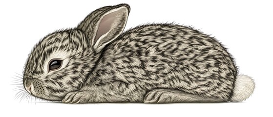 Poster - Detailed illustration of a resting rabbit with intricate fur patterns (1)