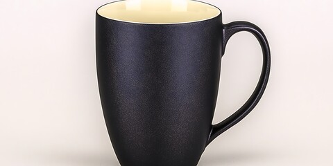 Canvas Print - Elegant black ceramic mug with a cream interior on a neutral background