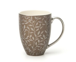 Canvas Print - Elegant ceramic mug with intricate leaf design on a white background