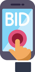 Wall Mural - businessman placing a bid using an online mobile app on a smartphone