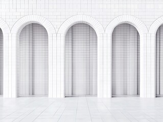 Canvas Print - Elegant white tiled arches in a spacious hall with minimal decor