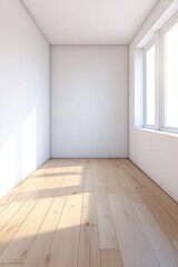 Canvas Print - Empty room, sunlight, hardwood floor, white walls, new home