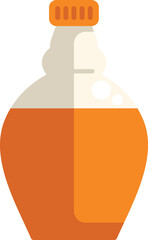 Sticker - Minimalist vector illustration of a transparent glass bottle, filled with orange liquid, with a white cap