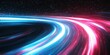 © Ilja - Abstract Digital Art Shimmering Blue and Pink Lights Form Dynamic Curves in Dark Space