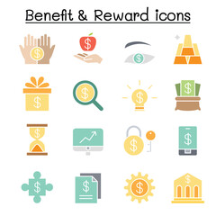 Wall Mural - Benefit ,Reward, Stock money, icon set in thin line style