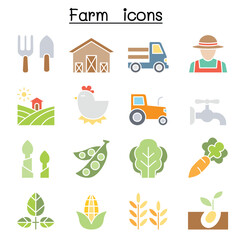 Poster - Farming & Agriculture icon set in thin line style