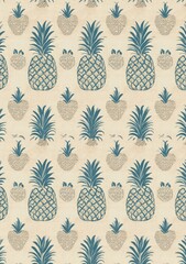 Wall Mural - Pineapple pattern with a simple background,