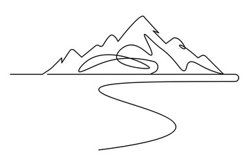 Simple illustration of mountain vector continuous single line drawing