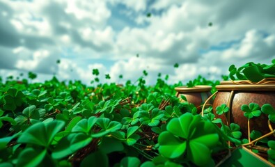 A vibrant and festive st patricks day background with traditional green hues clovers and elements representing irish culture St Patrick's Day green irish clover saint ireland shamrock