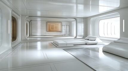 Poster - Modern minimalist interior design of a futuristic living space