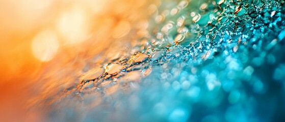 Wall Mural - Abstract Water Droplets in Orange and Teal Hues