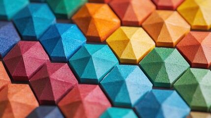 Wall Mural - Colorful Geometric Shapes in a Vibrant Mosaic Pattern of Tiles