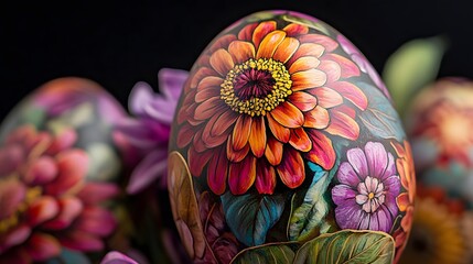 Aufkleber - Exquisite floral painting with vibrant colors and intricate patterns showcasing the natural beauty and elegance of a bouquet of flowers