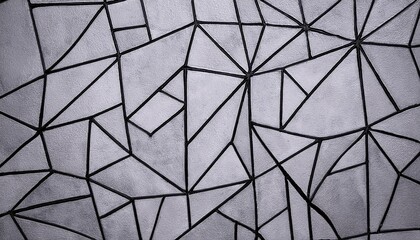 Leinwandbilder - close-up of abstract geometric pattern with black outlines on textured gray surface, modern polygonal design for background, wallpaper, and architecture

