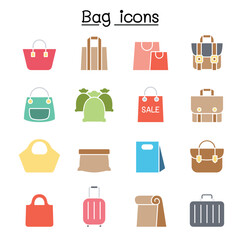 Poster - Bag icon set in thin line style