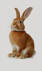 Poster - Realistic 3D model of a brown rabbit sitting against a plain background