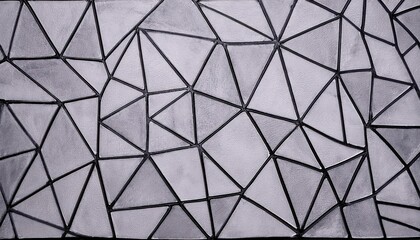 Leinwandbilder - close-up of abstract geometric pattern with black outlines on textured gray surface, modern polygonal design for background, wallpaper, and architecture


