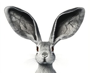 Poster - Realistic illustration of a large rabbit with expressive features against a white background