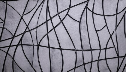 Leinwandbilder - close-up of abstract geometric pattern with black outlines on textured gray surface, modern polygonal design for background, wallpaper, and architecture

