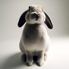 Sticker - Realistic porcelain rabbit figurine sitting on a soft surface, illuminated