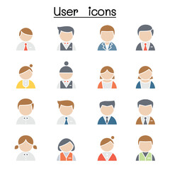 Poster - User icon set in thin line style