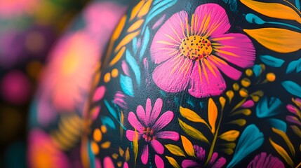 Poster - Vibrant floral blooms in a lush tropical garden setting with design and colorful patterns  The image showcases the beauty and elegance of nature