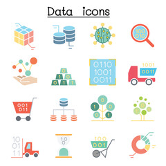 Wall Mural - Database , Data & Graph icon set in thin line style