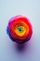 Wall Mural - Vibrant rainbow rose flower showcasing colors in a soft background