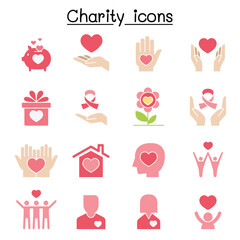 Wall Mural - Charity & Donation icon set in thin line style