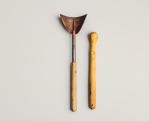 Vintage gardening tools on a neutral background showcasing rustic charm