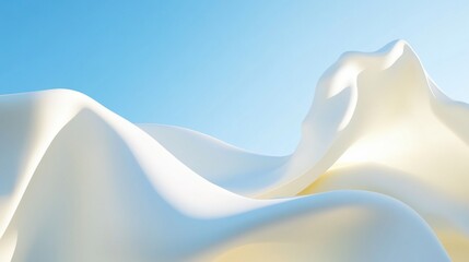 Poster - White fabric waves, blue sky, sunlight, abstract background, design