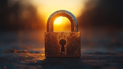 Fototapete - A hightech digital padlock securing sensitive information