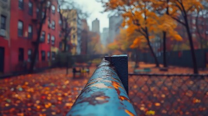 Wall Mural - A fence with a metal pole and a fence gate