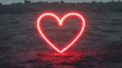 Poster - Neon Heart Sign on a Dark Ground with Artistic Vibe and Glow