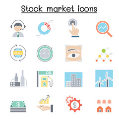 Poster - Stock market, Stock money, Stock exchange icon set in thin line style