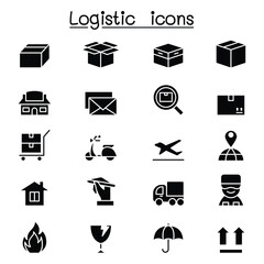 Poster - Shipping , Logistics & Delivery icons set in thin line style