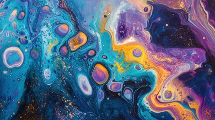Fototapete - Colorful splashes of paint create a vibrant display in a studio setting during an artistic experiment with liquid motion