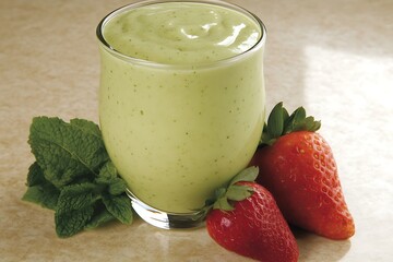 Sticker - Avocado Mint Strawberry Smoothie: A Refreshing Summer Drink