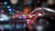 © A-TiMe  - Data analytics event in a futuristic city digital interface technology environment close-up viewpoint