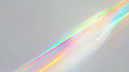 Fototapete - A stunning colorful light spectrum, resembling a rainbow, gracefully arching across a plain light gray background. The vivid colors transition smoothly from red to violet, creating a soft, ethereal, a