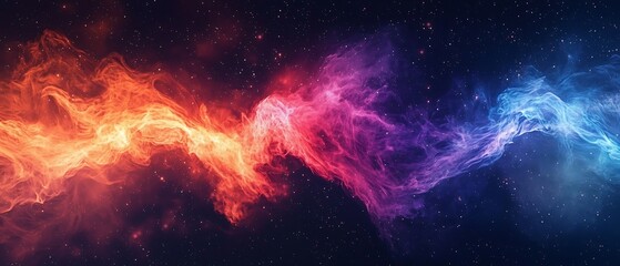 Wall Mural - Beautiful abstract colorful flowing waves in space, ideal for an ultrawide 21:9 OLED display wallpaper with vibrant colors against a dark background.