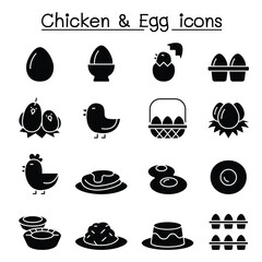 Poster - Chicken & Egg icon set in thin line style