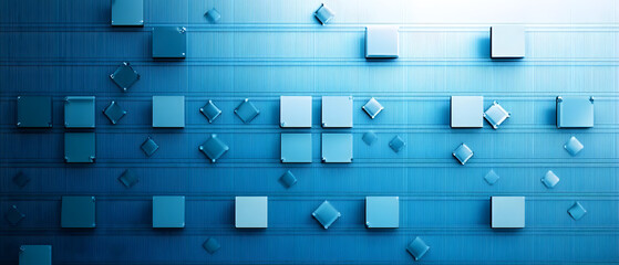 Wall Mural - a blue background with many small squares and crosses