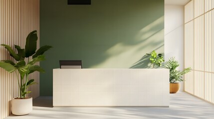 Wall Mural - Eco-Conscious Corporate Workspace with Verdant Flourish