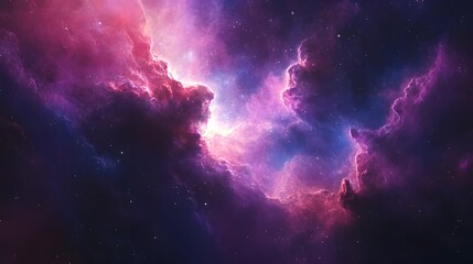 Aufkleber - Breathtaking cosmic explosion with swirling nebula in deep purple and vivid pink hues creating a mesmerizing and mystical celestial landscape