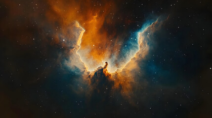 Poster - Breathtaking digital painting depicting a dramatic cosmic explosion within a captivating stellar formation creating an awe inspiring ethereal and mystical galactic landscape