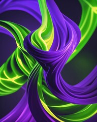 Wall Mural - neon green and purple twisted shapes with flickering shadows abstract halloween concept background