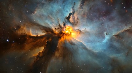 Fototapete - Mesmerizing Cosmic Explosion Erupting in Vibrant Interstellar Realm with Captivating Celestial Glow and Energetic Astronomical Phenomena