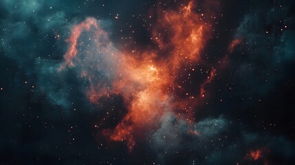 Poster - Mesmerizing image of a powerful cosmic explosion within a dramatic vibrant interstellar landscape  Fiery celestial energies swirl and radiate