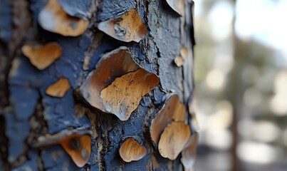 Peeling bark on tree trunk, close-up, nature, outdoors, blurred background, botany
